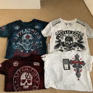 Group of 4 Men’s Affliction T shirts Size Small